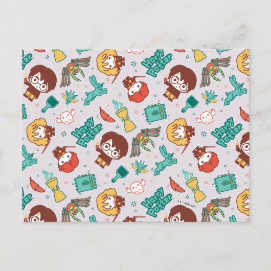 Cartoon HARRY POTTER™ Creations & Spells Pattern Postkarte (Vorderseite)