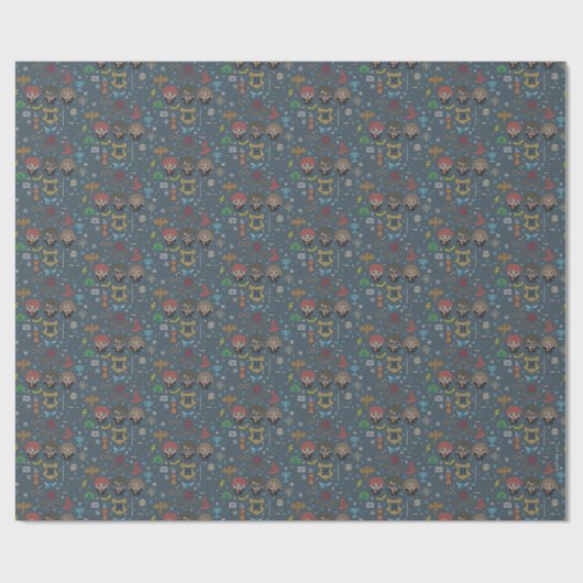 Cartoon Harry Potter Cross-Stitch Collage Geschenkpapier (Flach)