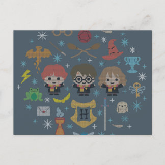 Cartoon Harry Potter Kreuzstich Collage Feiertagspostkarte
