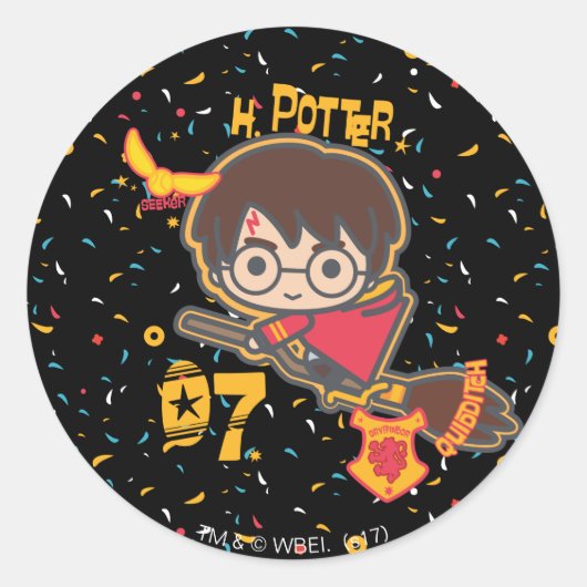 Cartoon Harry Potter Quidditch Seeker Runder Aufkleber (Vorderseite)