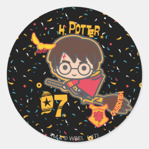 Cartoon Harry Potter Quidditch Seeker Runder Aufkleber