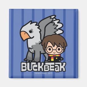 Cartoon Harry Potter und Buckbeak Magnet