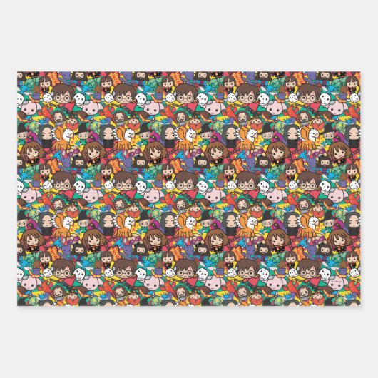 Cartoon Harry Potter-Zeichen-Toss-Muster Geschenkpapier Set (Vorderseite 3)