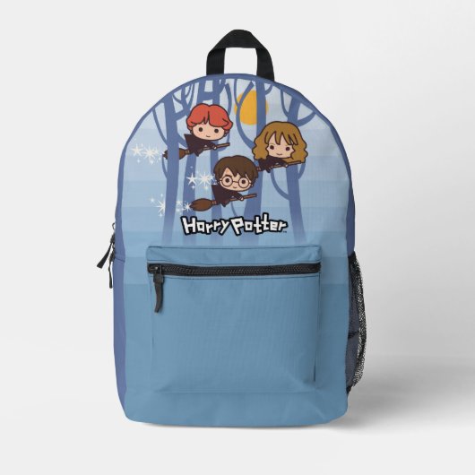 Cartoon Harry, Ron & Hermione, der in Holz fliegt Bedruckter Rucksack (Vorderseite)