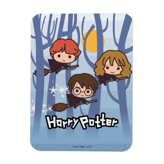 Cartoon Harry, Ron & Hermione, der in Holz fliegt Magnet (Vertikal)