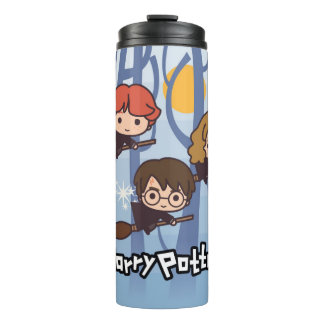 Cartoon Harry, Ron & Hermione, der in Holz fliegt Thermosbecher