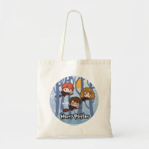 Cartoon Harry, Ron & Hermione, der in Holz fliegt Tragetasche