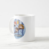 Cartoon Harry, Ron, & Hermione Flying In Woods Kaffeetasse (Vorderseite Links)