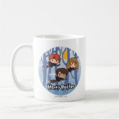 Cartoon Harry, Ron, & Hermione Flying In Woods Kaffeetasse (Links)