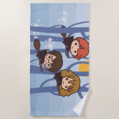 Cartoon Harry, Ron, & Hermione Flying In Woods Strandtuch (Vorderseite)