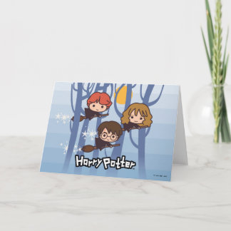 Cartoon Harry, Ron u. Hermione Fliegen im Holz Karte