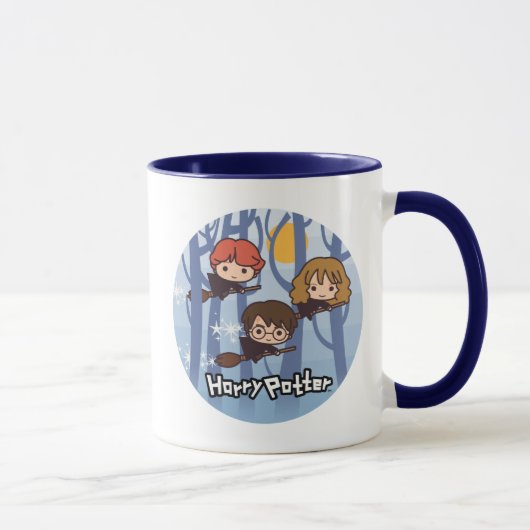 Cartoon Harry, Ron u. Hermione Fliegen im Holz Tasse (Rechts)
