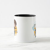 Cartoon Harry und Hedwig-Fliegen hinter Hogwarts Tasse (Zentrum)