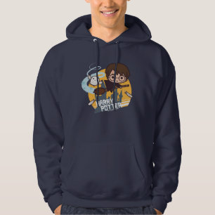 Cartoon Harry und Hedwig Flying Past Hogwarts Hoodie