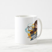 Cartoon Harry und Hedwig Flying Past Hogwarts Kaffeetasse (VorderseiteRechts)
