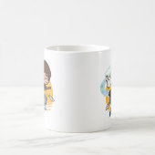 Cartoon Harry und Hedwig Flying Past Hogwarts Kaffeetasse (Mittel)