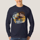 Cartoon Harry und Hedwig Flying Past Hogwarts T-Shirt (Vorderseite)