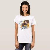 Cartoon Harry und Hedwig Flying Past Hogwarts T-Shirt (Vorne ganz)