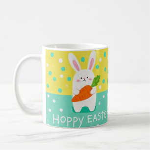 Cartoon-Hase mit Karotte, Polka-Punkte Kaffeetasse