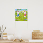 Cartoon-Hase mit Karotte Poster (Küche)