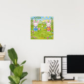 Cartoon-Hase mit Karotte Poster (Heimbüro)