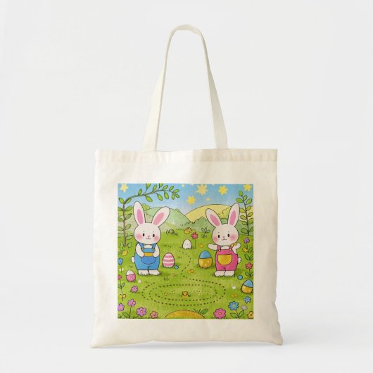 Cartoon-Hase mit Karotte Tragetasche (Vorne)