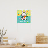 Cartoon-Hase mit Karottenpolka Poster (Küche)