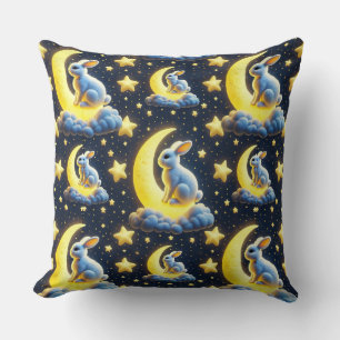 🌙🐰 Cartoon-Hase Mond Leuchtende Cozy-Dekoration  Kissen