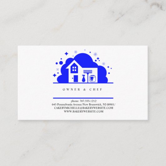 Cartoon Haus Haushaltshilfe Reinigungsdienste blau Visitenkarte (Vorderseite)