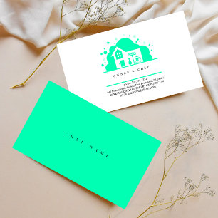 Cartoon Haus Haushaltshilfe Reinigungsdienste blau Visitenkarte