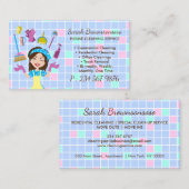 Cartoon Haushaltshilfe Reinigungsservice Tiles Zuh Visitenkarte (Vorne/Hinten)