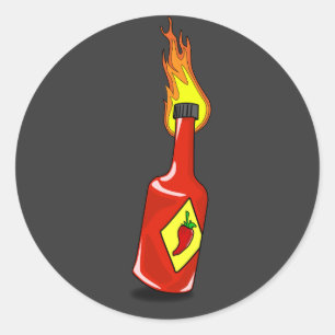 Cartoon-heiße Soße-Aufkleber Runder Aufkleber