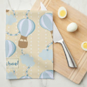 Cartoon Heißluftballons und Wolken Kindermuster Geschirrtuch (Viertel Falte)