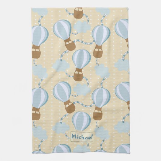 Cartoon Heißluftballons und Wolken Kindermuster Geschirrtuch (Vertikal)