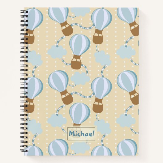 Cartoon Heißluftballons und Wolken Kindermuster Notizblock (Vorderseite)