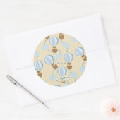 Cartoon Heißluftballons und Wolken Kindermuster Runder Aufkleber (Umschlag)