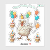 Cartoon Hen Chcken - Happy Birthday Personalisiert Aufkleber (Blatt)