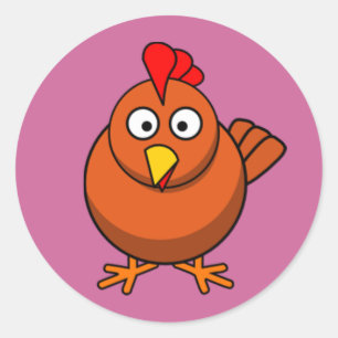 Cartoon Hen Chicken Runder Aufkleber