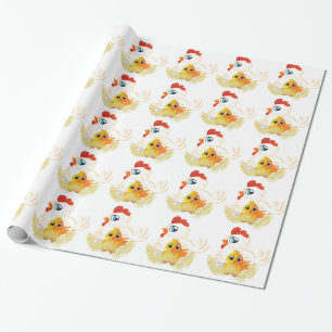 Cartoon-Henne und Huhn Geschenkpapier