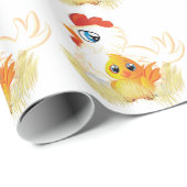 Cartoon-Henne und Huhn Geschenkpapier (Rolleneckpunkt)