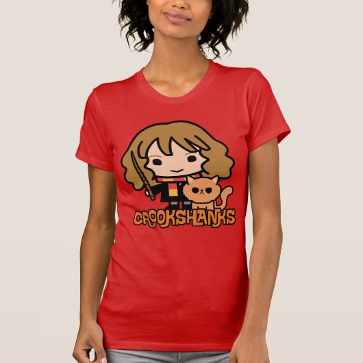 Cartoon Hermione und Crookshanks T-Shirt (Vorderseite)