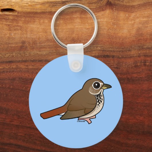 Cartoon Hermit Thrush Schlüsselanhänger (Vorderseite)