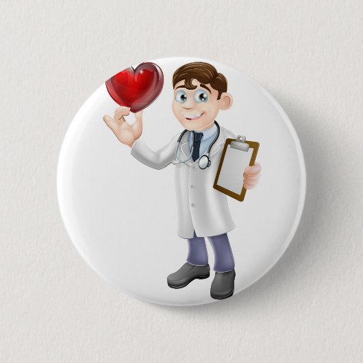 Cartoon-Herz-Doktor Button (Vorderseite)