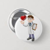 Cartoon-Herz-Doktor Button (Vorne & Hinten)