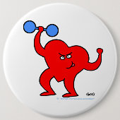 Cartoon Herz Fitness Instructor Personal Trainer Button (Vorderseite)