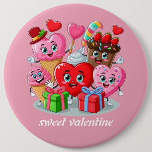 Cartoon Herzlich Willkommen im Valentinstag Button
