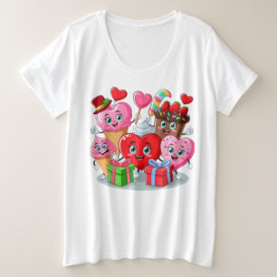 Cartoon Herzlich Willkommen im Valentinstag Große Größe T-Shirt