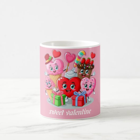 Cartoon Herzlich Willkommen im Valentinstag Kaffeetasse (Mittel)