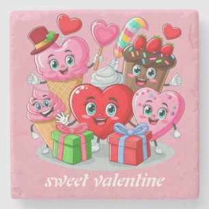 Cartoon Herzlich Willkommen im Valentinstag Steinuntersetzer
