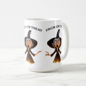Cartoon Hexe "Trick or Treat" Kaffeetasse (VorderseiteRechts)